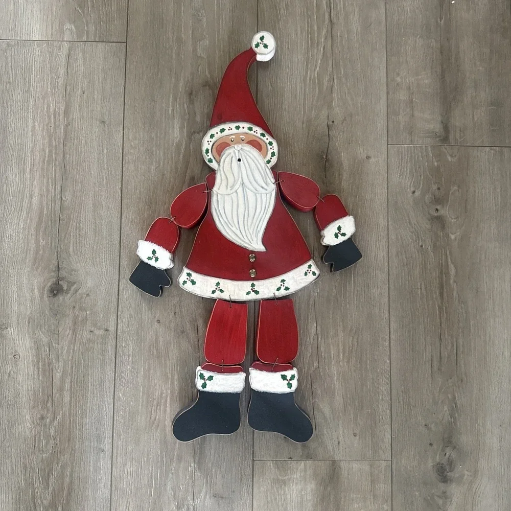 Vtg 90s Hanging Santa Claus Wood 22
